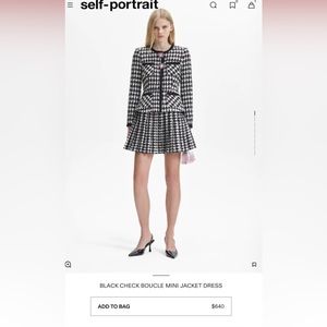Self Portrait BLACK CHECK BOUCLE MINI JACKET DRESS